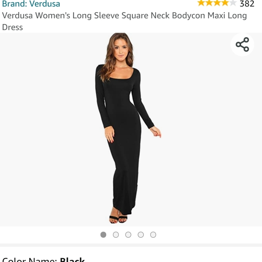 Verdusa Women's Long Sleeve Square Neck Bodycon Maxi Long Dress
